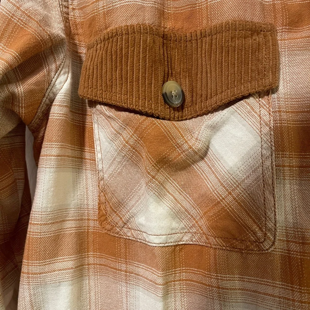 EUC Maurices Orange Plaid Hooded Shacket - Picture 2 of 5